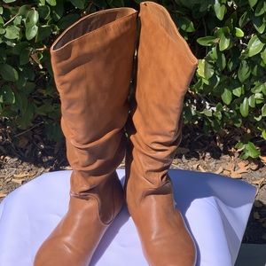 Caramel faux leather boots